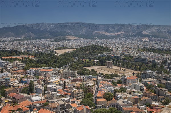 Aerial view of Athens cityscape