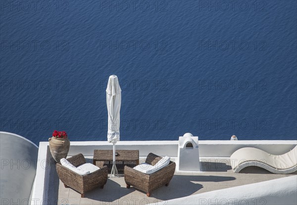 High angle view of balcony over ocean