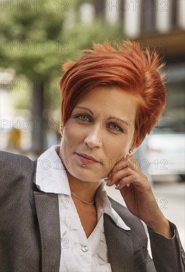 Caucasian businesswoman smiling