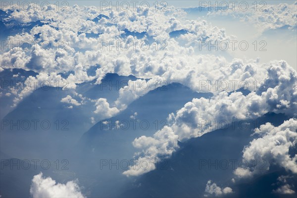 Clouds over remote mountaintops