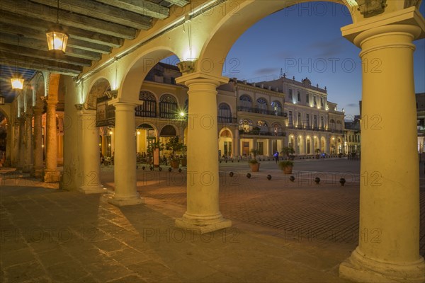 Illuminated arches in Havana city square