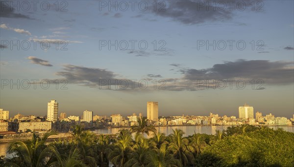 Havana city skyline and cloudy sky