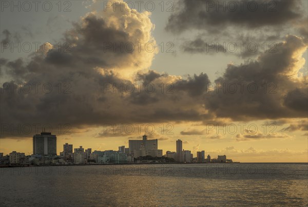 Havana city skyline and cloudy sky
