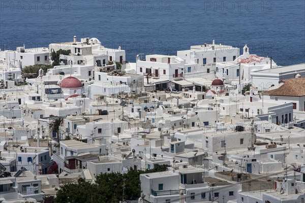 Aerial view of Mykonos cityscape