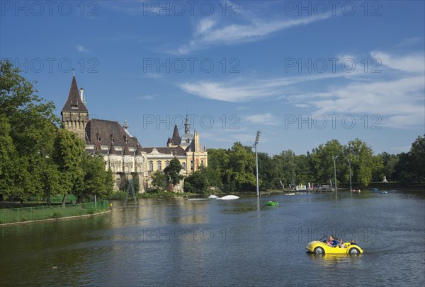 Car boat driving in river