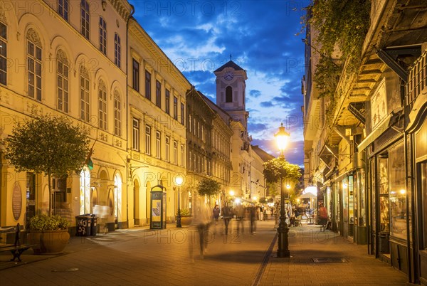 Blurred view of people in street