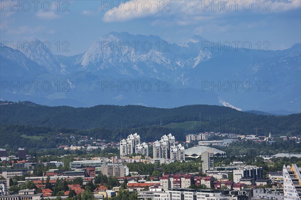 Aerial view of Ljubljana cityscape