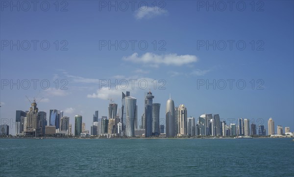 Doha city skyline on waterfront