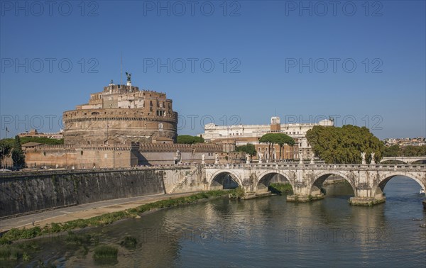 Sant Angelo Castle and bridge under blue sky