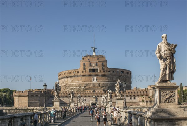 Sant Angelo Castle and statues under blue sky