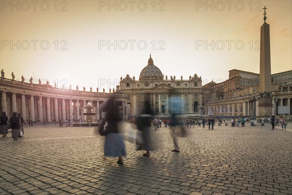 Blurred view of people walking in Saint Peters Square