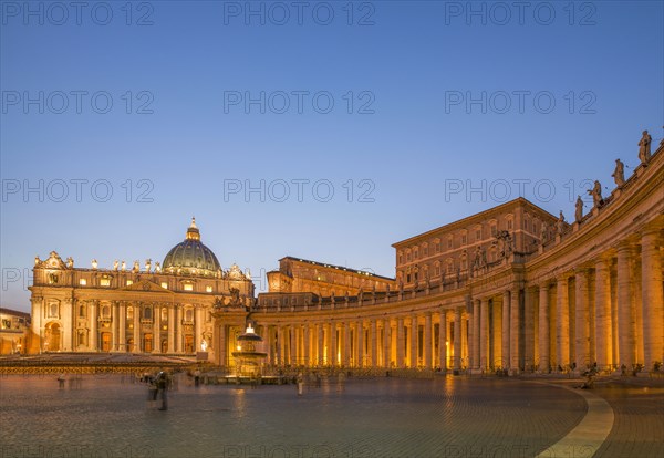 Saint Peter Basilica at the Vatican illuminated at night