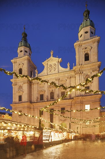 Low angle view of Christmas lights under ornate building