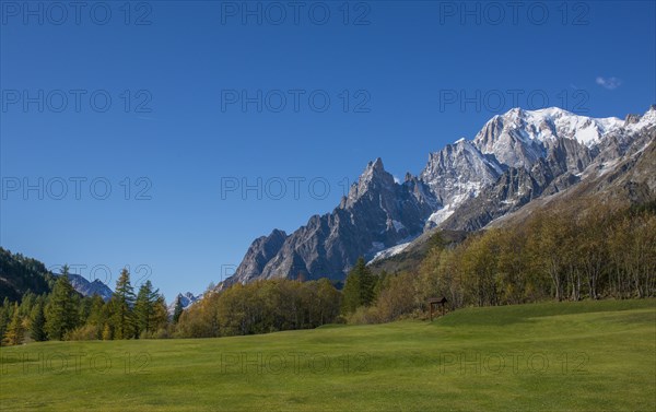 Pasture and mountains in remote landscape