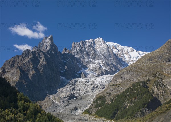 Remote mountain under blue sky