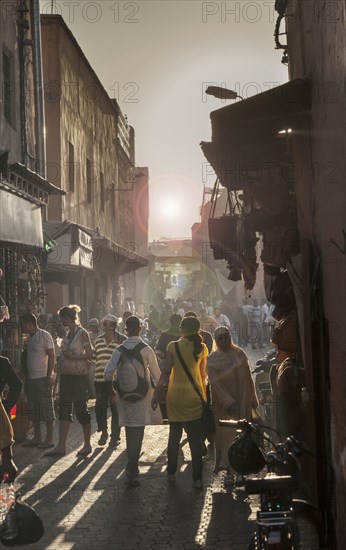 Crowd walking in street