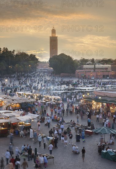 Crowd walking in Jamaa el Fna Square