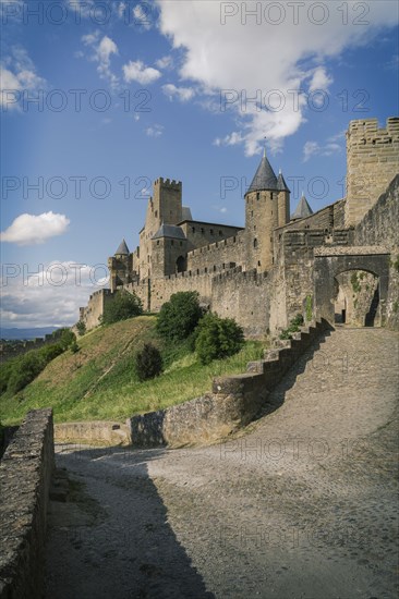 Road to castle in Carcassonne