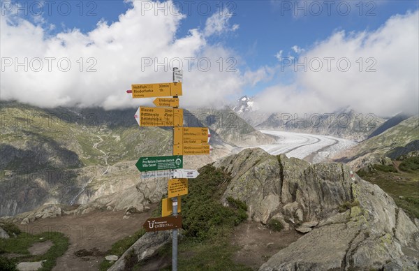 Signs on post in remote landscape