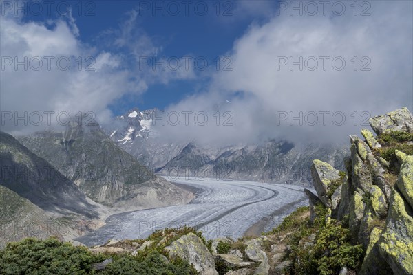 Snow in remote mountain landscape