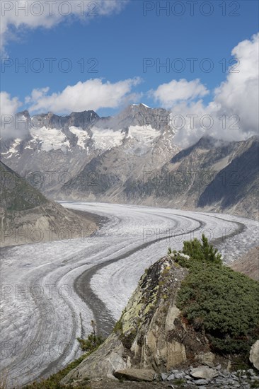 Snow in remote mountain landscape