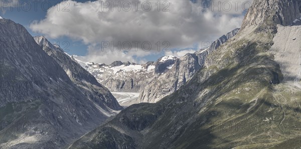 Snow in remote mountain landscape