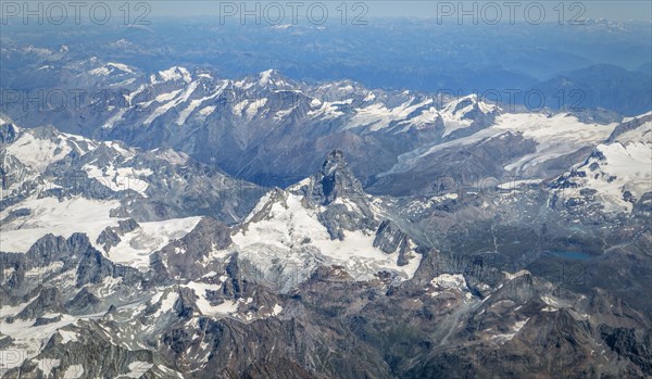 Aerial view of snowy mountain landscape