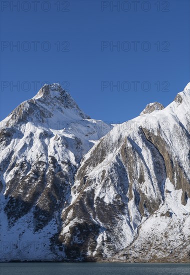 Snow on mountain range