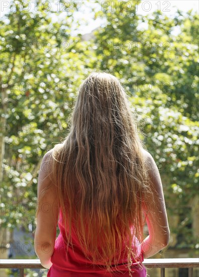 Long hair of Caucasian woman