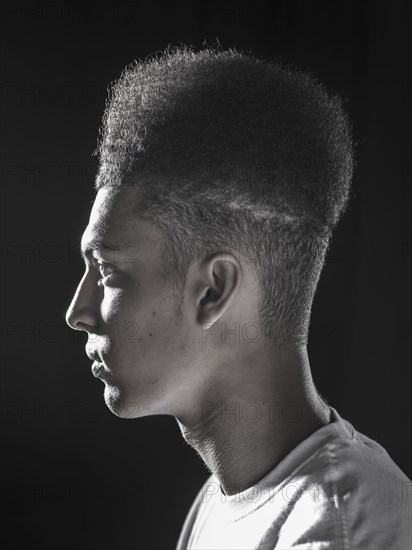 Mixed race man's profile