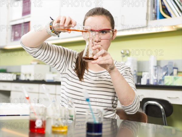 Student working in chemistry lab