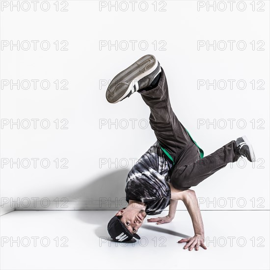 Caucasian break dancer