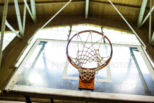 Low angle view of basketball hoop