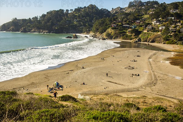 High angle view of beach and hillsides