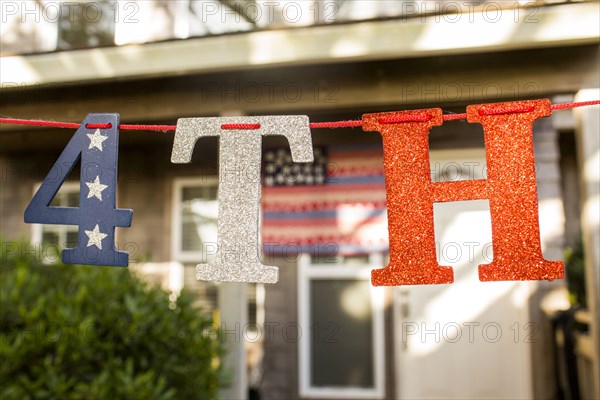 Close up of 4th of July banner decoration