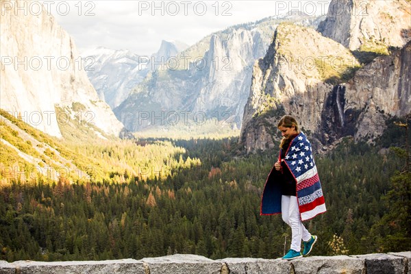 Caucasian woman in Yosemite National Park