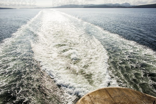 Wake from boat in water