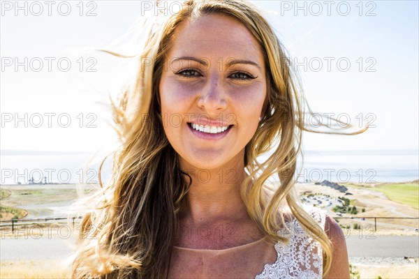 Portrait of smiling Caucasian bride