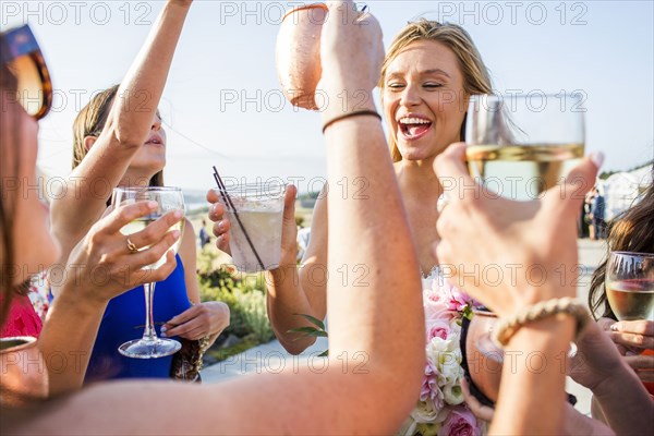 Caucasian women celebrating