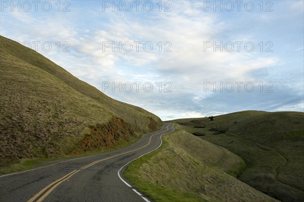 Winding road on hill
