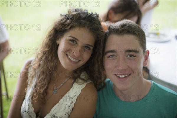 Caucasian couple smiling outdoors