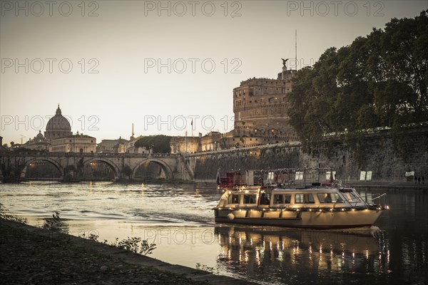 Boat floating on river