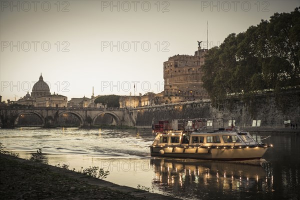 Boat floating on river