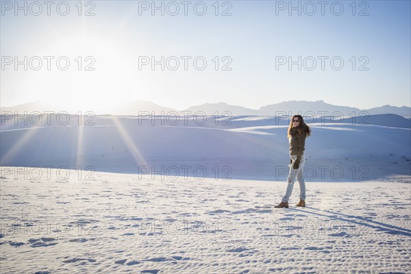 Caucasian woman standing in White Sands National Park