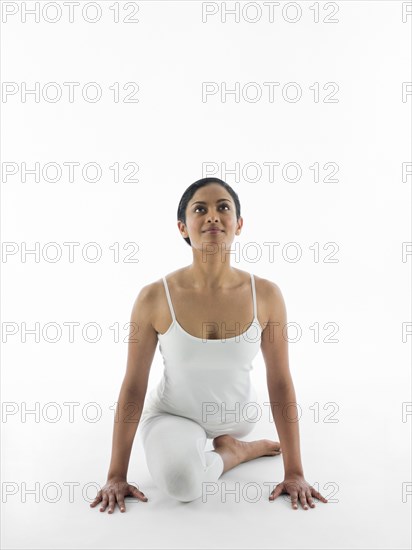 Serene woman practicing yoga