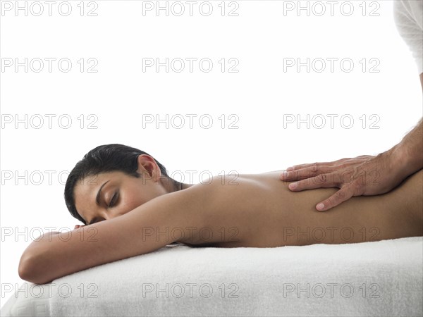 Woman having back massage