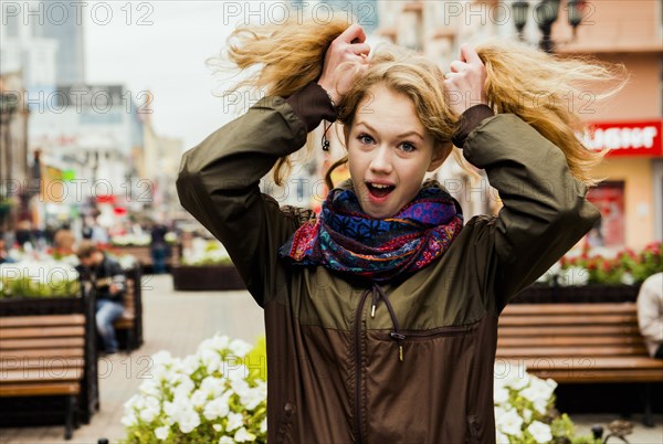 Caucasian woman standing outdoors