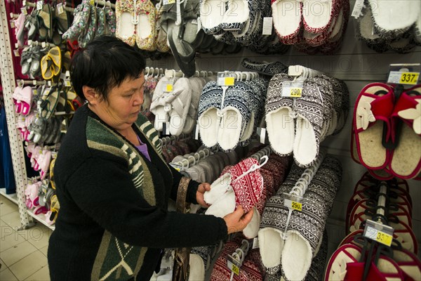 Caucasian woman shopping in store