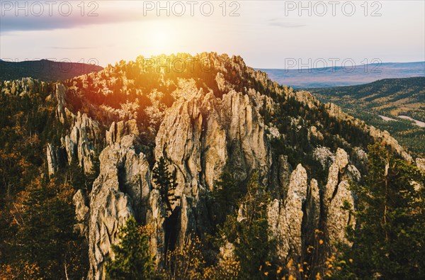 Aerial view of mountain in rural landscape