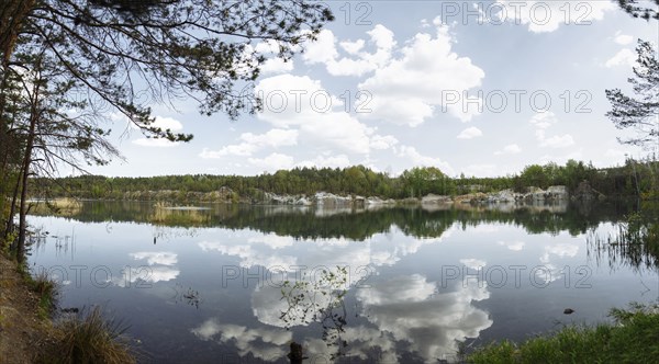 Reflection of clouds in still lake